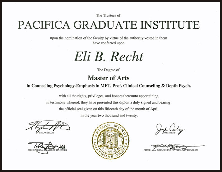 eli recht 02 about 03 education 02 pacifica diploma framed 02a